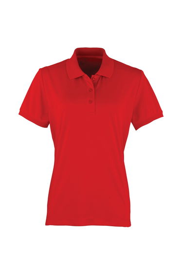 Premier Womens/Ladies Coolchecker Short Sleeve Pique Polo T-Shirt - Red