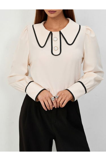 Beige Peter Pan Collar Blouse