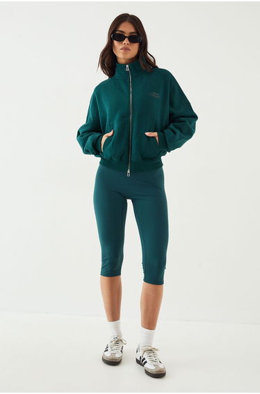 DSGN Studio Sport Funnel Neck Zip Through Bomber Sweatshirt - pine