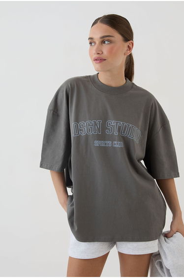 DSGN Studio Sports Club Heavyweight Oversized T-Shirt - charcoal