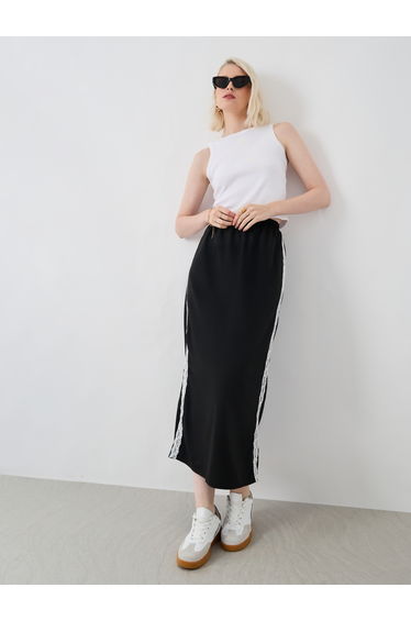 Side Lace Detail Straight Fit Midi Skirt