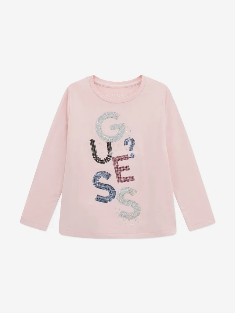 Girls Long Sleeve Logo T-Shirt in Pink