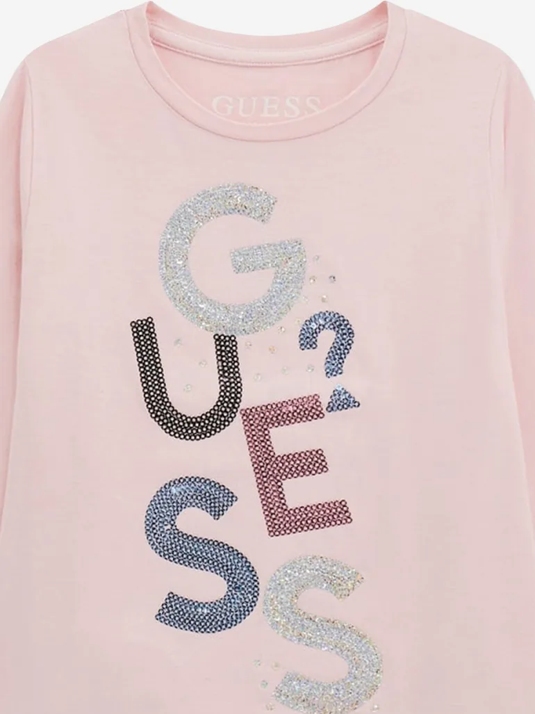 Girls Long Sleeve Logo T-Shirt in Pink - 2