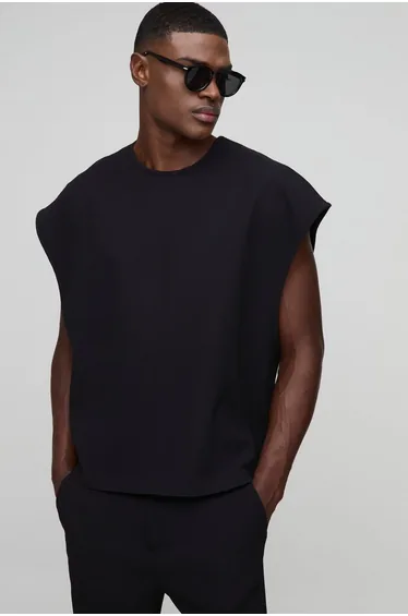 Oversized Boxy Pleated Cap Sleeve Tank