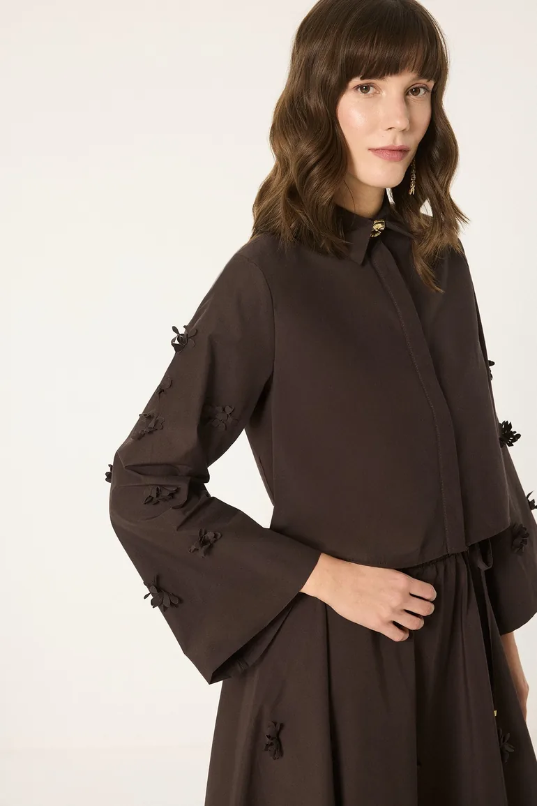 THIN BELTED BLOUSE SKIRT SET - 1