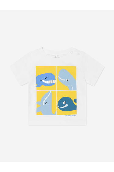 Stella McCartney Baby Boys Whales Print T-Shirt in White