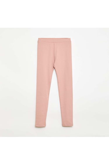 Plain Cotton Knit Leggings PINK