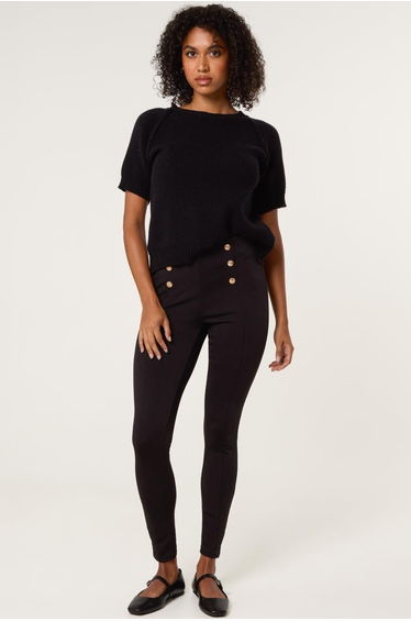 Button Detail Shaping Pants