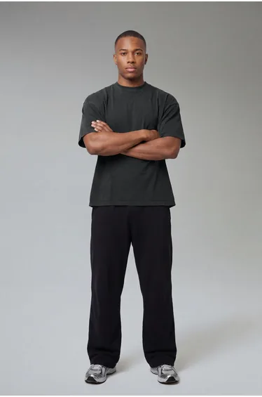 One More Rep Washed Oversized Extended Neck T-Shirt - black