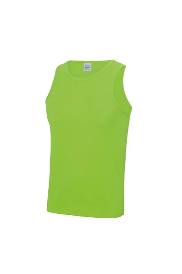 AWDis Just Cool Mens Sports Gym Plain Tank / Vest Top - Electric Green