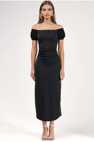 Lace Sleeve Midi Dress