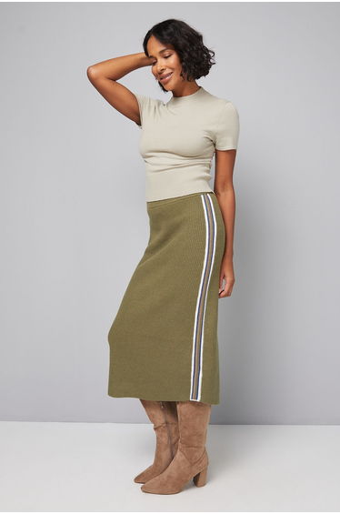 Knitted Side Stripe Skirt