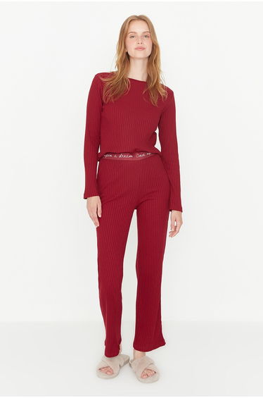 Pajama Set - Burgundy - Plain
