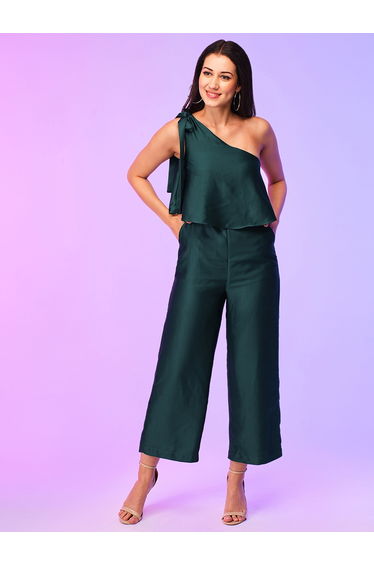 One Shoulder Tie-Up Detail Jumpsuit