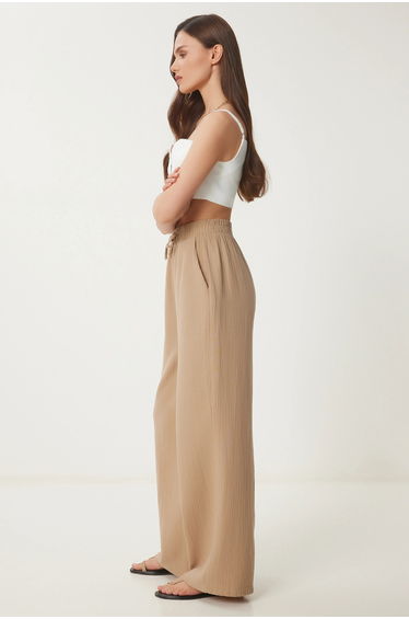 ISTANBUL Wide Leg Drawstring Waist Pants with Binding Detail product thumbnail 2