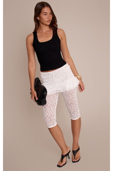 White Lace Skirt Peplum Capri's