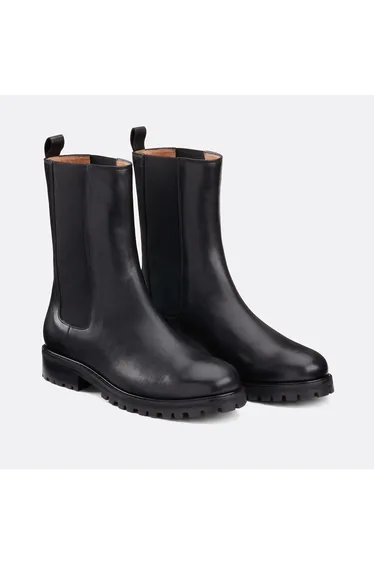 Ankle Boots with Notched Sole in Smooth Leather