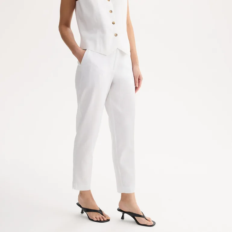 Ankle Grazer Cigarette Trousers in Linen/Viscose - 1