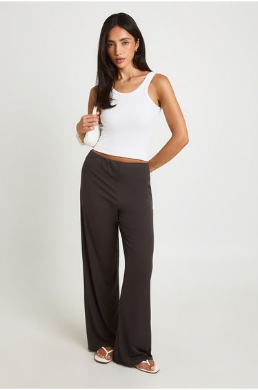 Super Soft Rib Straight Leg Trouser - charcoal
