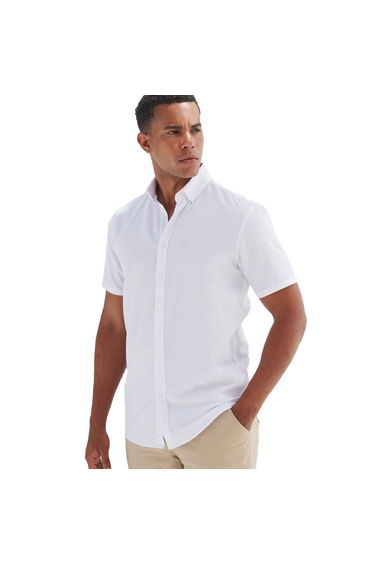 Henbury Mens Cotton Feel CoolPlus Short-Sleeved Formal Shirt - White