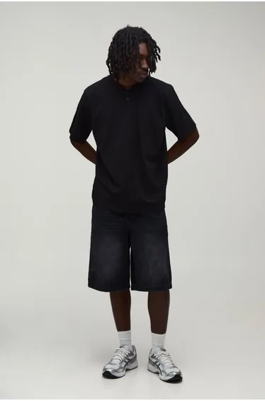 Basic Relaxed Fit Jorts - washed black