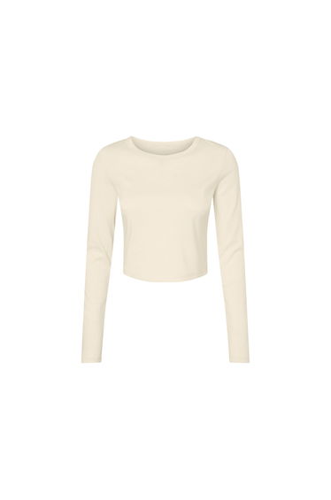Bella + Canvas Womens/Ladies Long-Sleeved Crop T-Shirt - Solid Natural