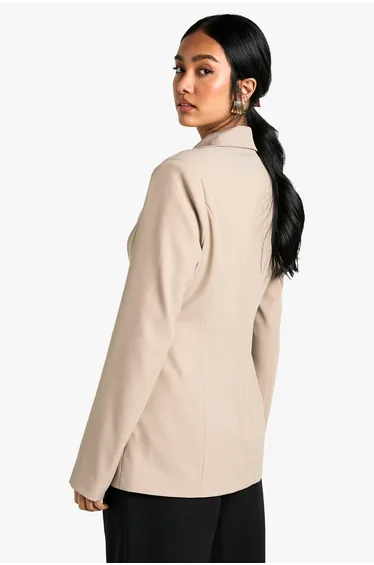 Woven Cinched Waist Blazer