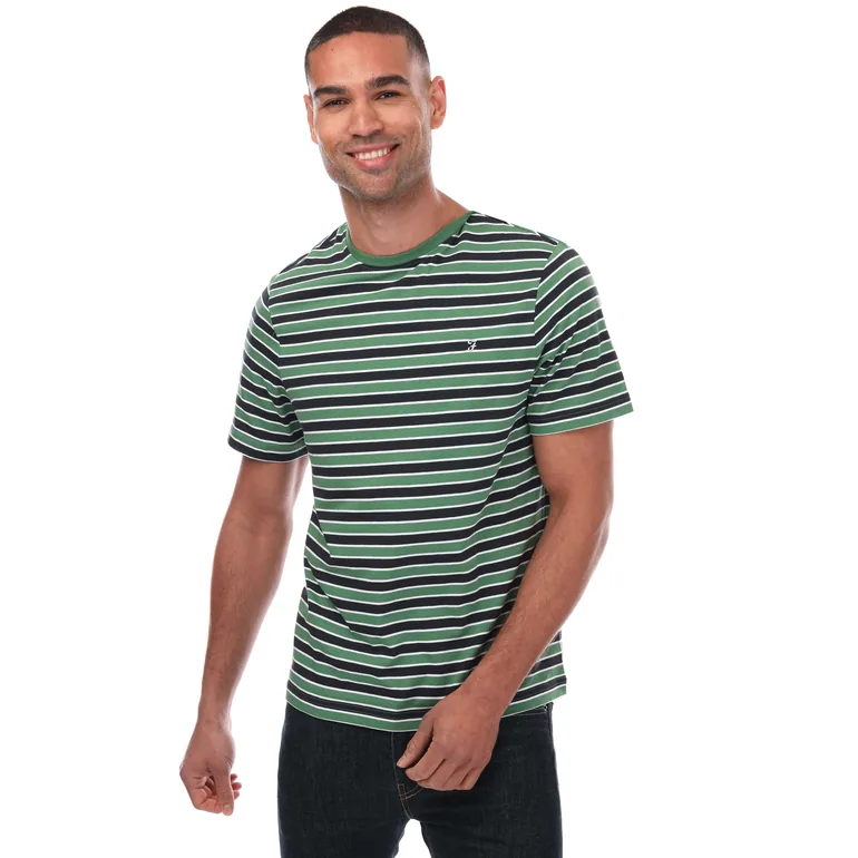 Men's Farah Katz Striped T-Shirt in Green