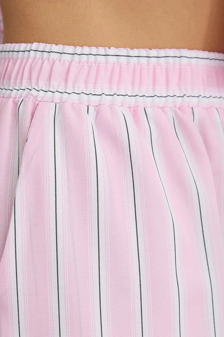 Wide Leg Striped Pants with Elastic Waist - 4