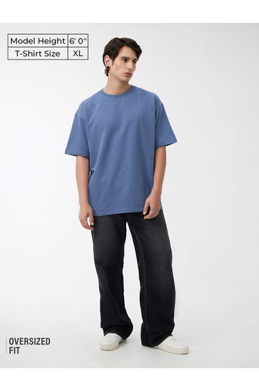 Blue Oversized Cotton T-Shirt