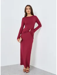 Women Burgundy Embellished Bodycon Maxi Dress - 3