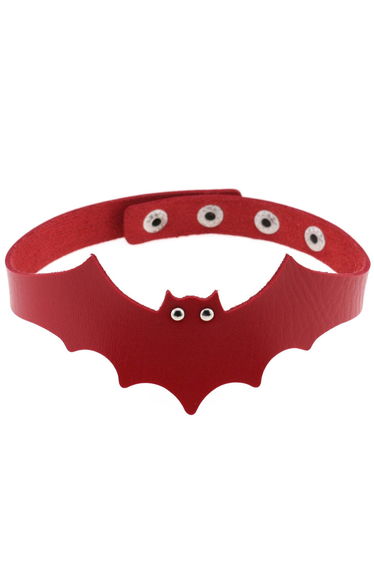 Cute Bat Faux Leather Choker in Red