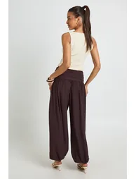 Tie Waist Balloon Trouser - chocolate - 2