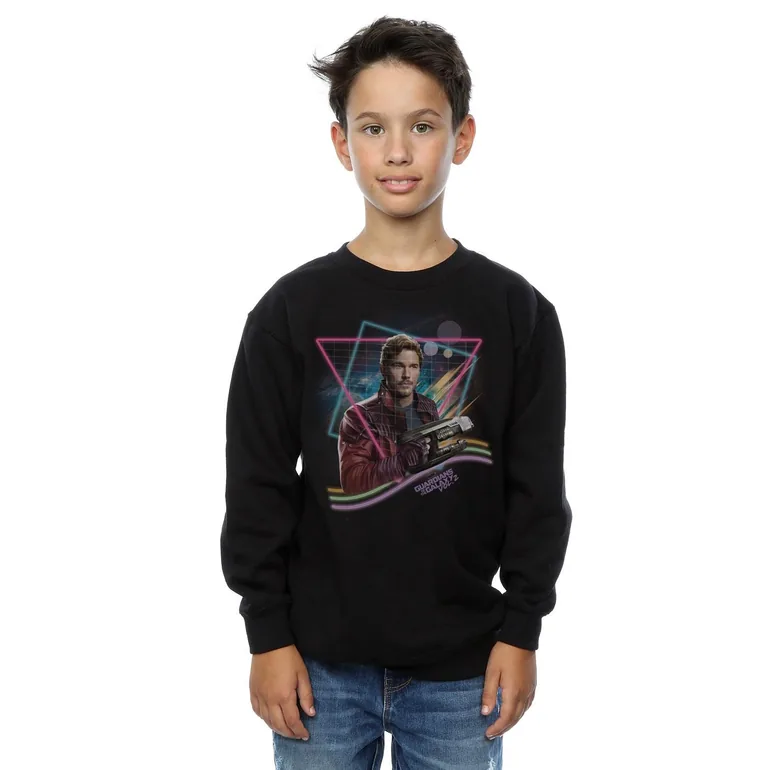 Marvel Boys Guardians Of The Galaxy Neon Star Lord Sweatshirt - Black - 1