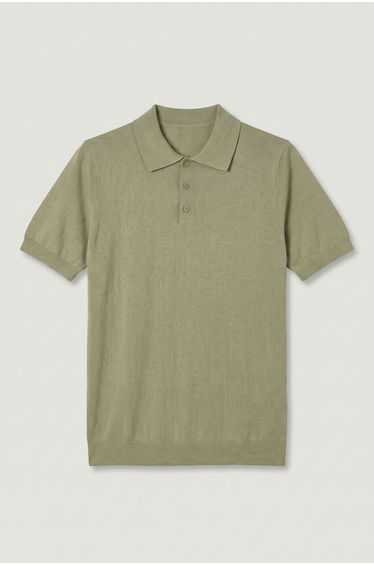 Cotton Knitted Polo Salvia