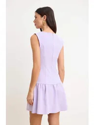 Lilac Sleeveless Skirt Ruffled Mini Stretchy Woven Dress - 3