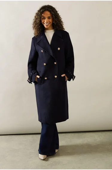 Buckle Detail Double Breasted Coat