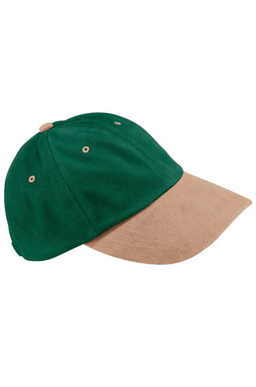 Beechfield Unisex Low Profile Heavy Brushed Cotton Baseball Cap (Pack of 2) - Forest/Taupe