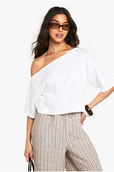Off The Shoulder Boxy Crop T-Shirt