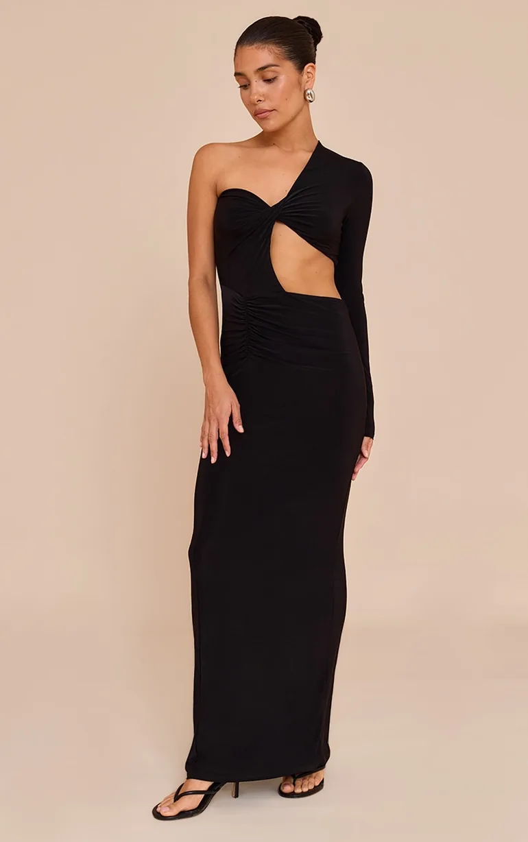 petite maxi black dress Bombshell or dress it up with statement earrings and a sleek updo for exclusive evening events Petite Black One Shoulder Cut