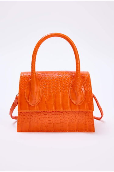 Orange Textured Crossbody Women's Mini Size City Bag