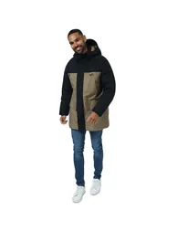 Men's Lacoste Long Hood Water Repellent Quilted Parker in Blue - 2