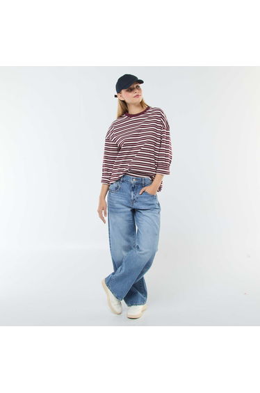 Striped T-shirt with long sleeves BROWN