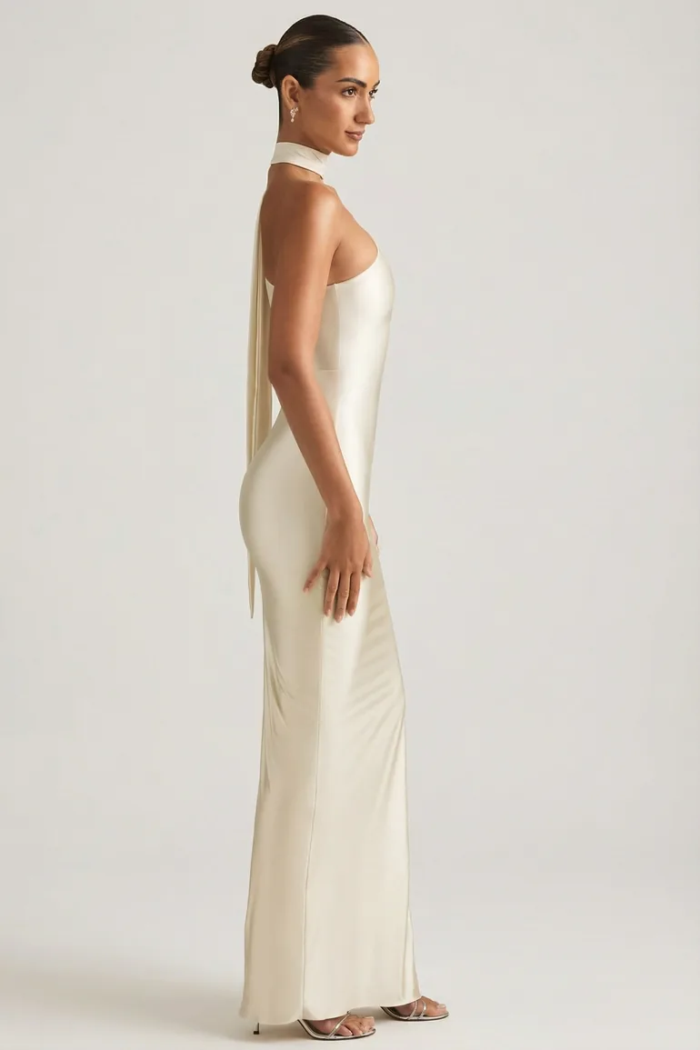asymmetric scarf-detail maxi dress 4th & Reckless crochet asymmetric scarf detail maxi beach dress in white