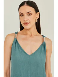 Yumi Green Viscose Maxi Beach Dress - 4
