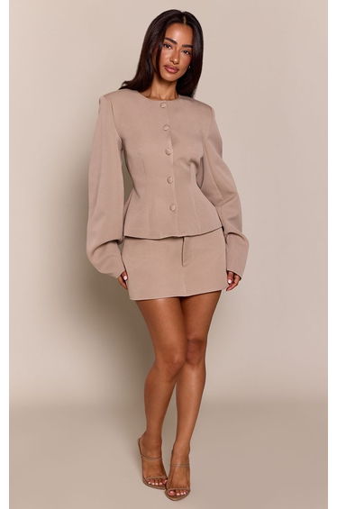 Petite Stone Woven Tailored Skort
