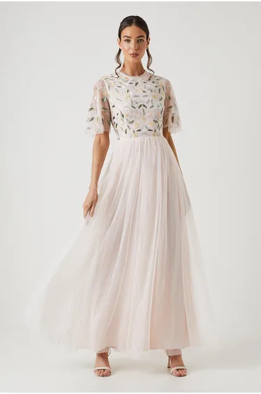 Wildflower Embroidered Top Mesh Skirt Dress