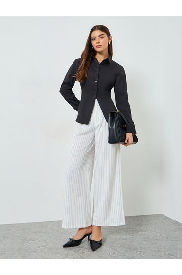 Black Long Sleeve Back Tie-Up Shirt