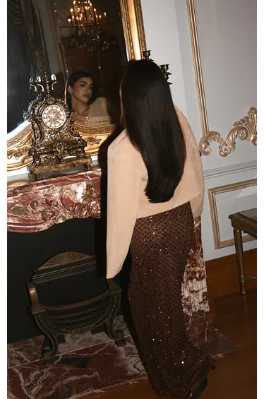 Chocolate Brown Embellished Bandeau Maxi Dress