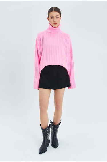 Mixray Oversize Ribbed Turtleneck Sweater